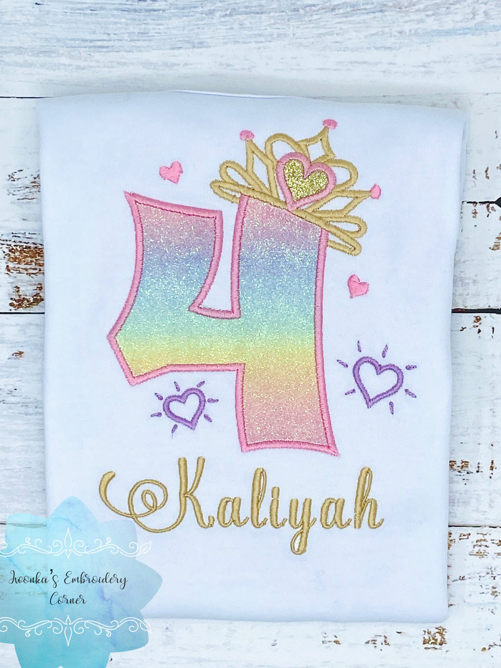 4th Birthday Shirt for Girl, Princess Birthday Shirt, Number with Crown Birthday Shirt, Girls 4th Birthday Shirt, Princess Birthday Party