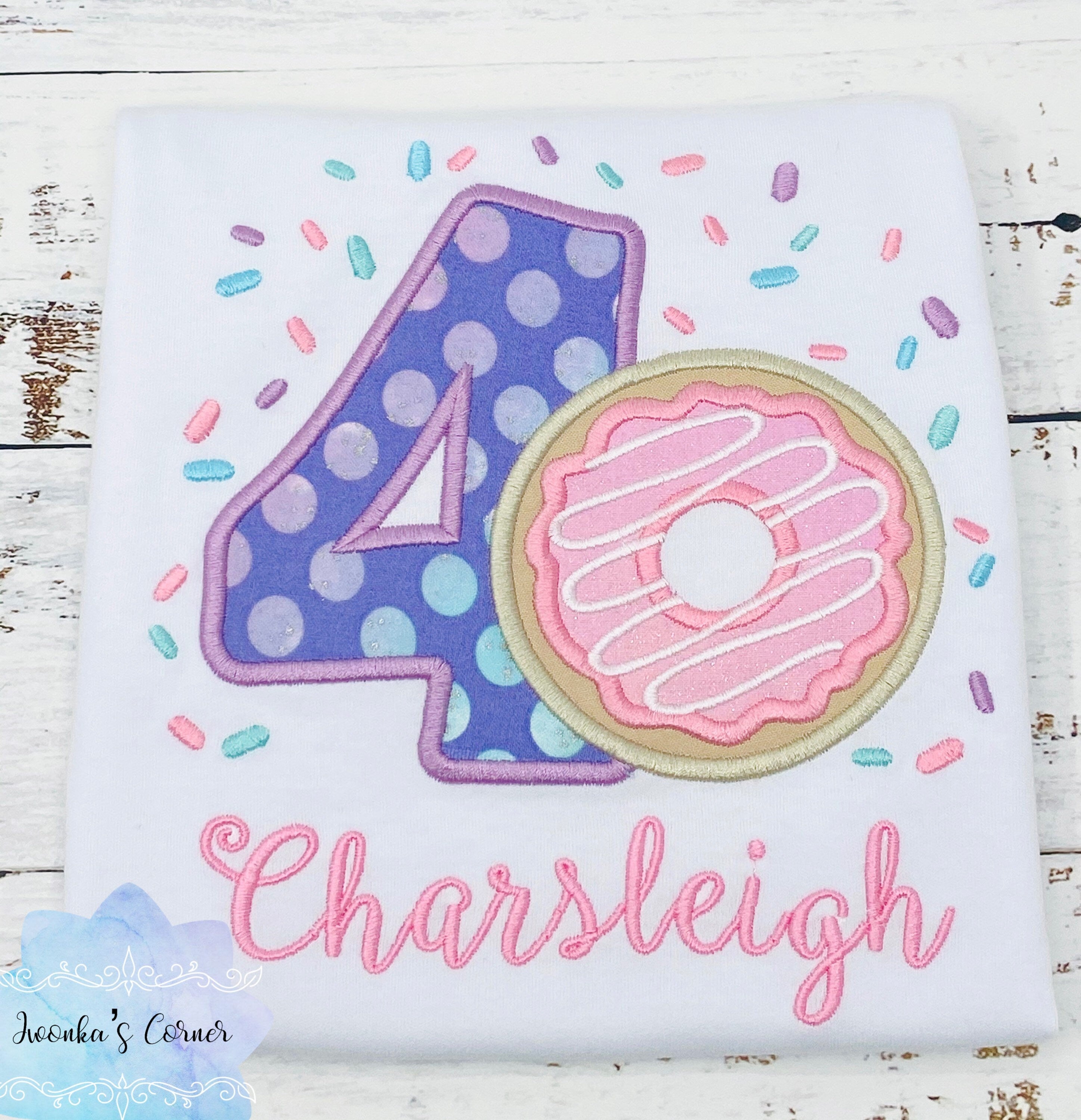4th birthday girl birthday with donut, Sweet birthday party