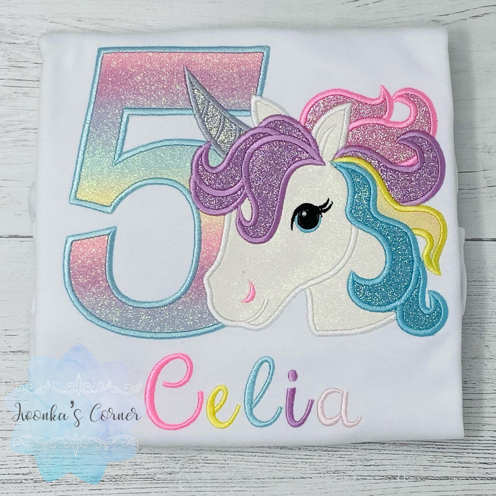 Girl Birthday shirt,Unicorn Birthday Outfit, 1st Birthday Pastel Unicorn Shirt, Unicorn birthday, Rainbow Unicorn outfit, Unicorn embroidery