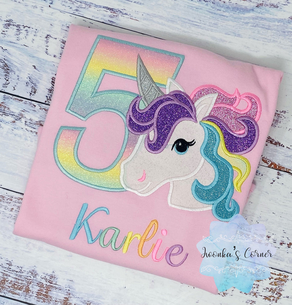 5th Birthday Pastel Unicorn Shirt, Girl Rainbow Pastel Unicorn Birthday Outfit, Unicorn birthday, Rainbow Unicorn outfit,