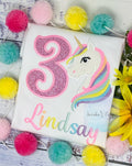 SHIPS NEXT DAY, 3rd Birthday Pastel Unicorn Shirt, Girl Rainbow Pastel Unicorn Birthday Outfit, Rainbow Unicorn outfit, Unicorn embroidery